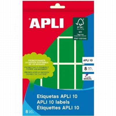 ETIQUETAS APLI -GOMET- RECTANGULARES 25X40 MM. VERDES...