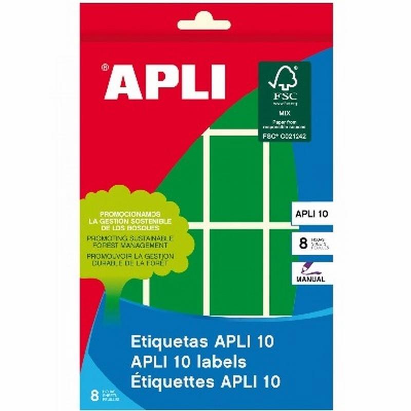 ETIQUETAS APLI -GOMET- RECTANGULARES 25X40 MM. VERDES ESCRITURA MANUAL 8 HOJAS (02757) - ETIQ.VERDE 25*40 128UI