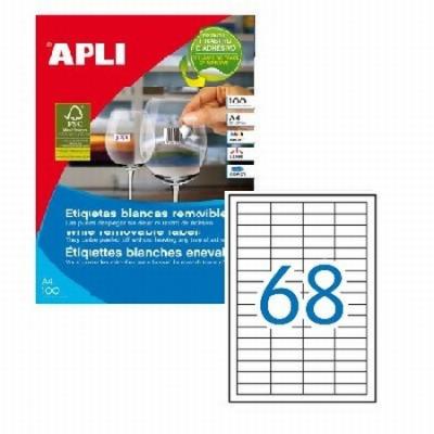 ETIQUETA ADHESIVA REMOVIBLE APLI LASER FOTOCOPIADORA...