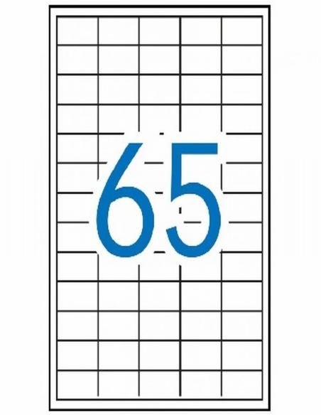 ETIQUETA ADHESIVA FABRISA LASER FOTOCOPIADORA INKJET 38X21,2 MM BLANCA 100 HOJAS DIN A4 6500 ETIQUETAS (15292)