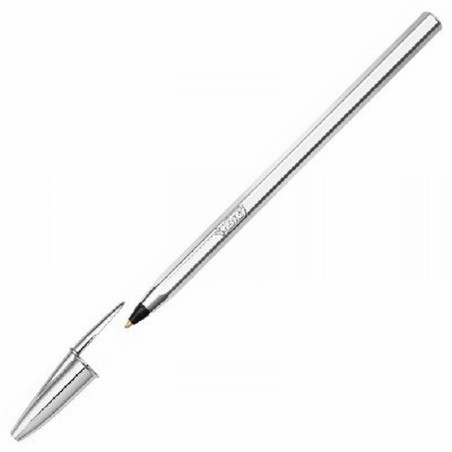BOLIGRAFO BIC CRISTAL CELEBRATION PLATA TINTA NEGRA (921339) DE BIC - BOLI.BIC PLATA