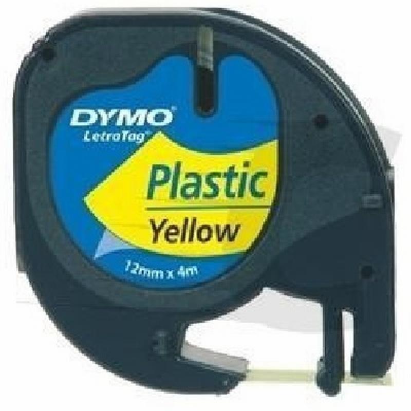 CINTA DYMO DE POLIESTER 12MM x 4M NEGRO/AMARILLO PARA MAQUINA LETRATAG (S0721620) (91202) - CINTA LETRATAG PLAST.AM 91202