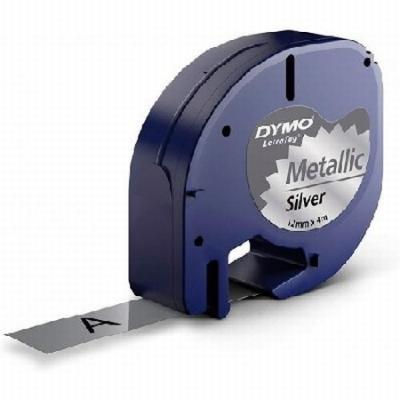 CINTA DYMO METALIZADA 12MM x 4M NEGRO/PLATA PARA MAQUINA...