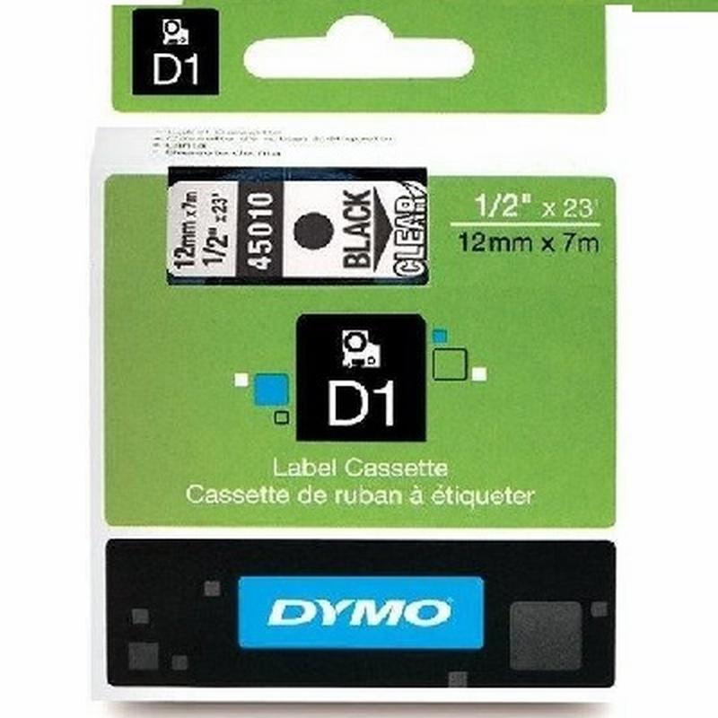 CINTA DYMO 1000 NEGRO-TRANSPARENTE 12MM X 7MTS. D1 (S0720500) (45010) DE DYMO - CINTA DYMO 12MM NG/TRANS.45010