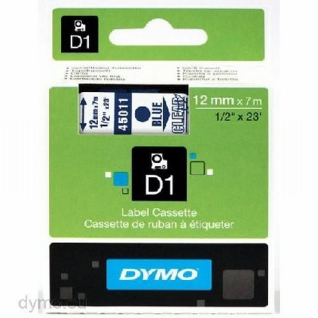CINTA DYMO 1000 AZUL-TRANSPARENTE 12MM X 7MTS. D1 (S0720510) (45011) - CINTA DYMO 12MM AZ/TRANS.45011