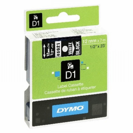 CINTA DYMO 1000 BLANCO-NEGRO 12MM X 7MTS. D1 (S0720610) (45021) - CINTA DYMO 12MM BL/NG 45021