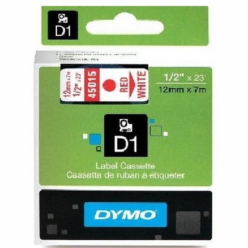 CINTA DYMO 1000 ROJO-BLANCO 12MM X 7MTS. D1 (S0720550) (45015) - CINTA DYMO 12MM RJ/BL 45015