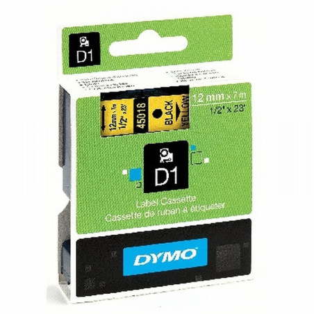 CINTA DYMO 1000 NEGRO-AMARILLO 12MM X 7MTS. D1 (S0720580) (45018) - CINTA DYMO 12MM NG/AM 45018