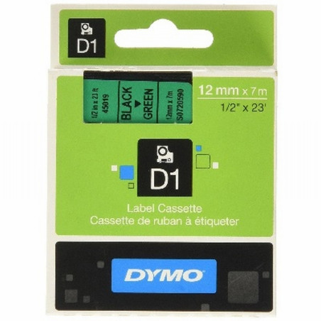 CINTA DYMO 1000 NEGRO-VERDE 12MM X 7MTS. D1 (S0720590) (45019) - CINTA DYMO 12MM NG/VE 45019