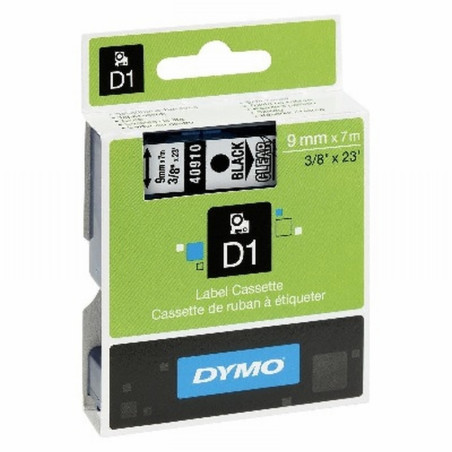 CINTA DYMO 1000 NEGRO-TRANSPARENTE 9MM X 7MTS. D1 (S0720670) (40910) DE DYMO - CINTA DYMO 9MM NG/TR 40910