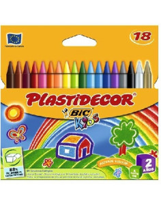 LAPICES CERA PLASTIDECOR CAJA DE 18 COLORES SURTIDOS (8757712) - PLASTIDECOR 18 COLORES