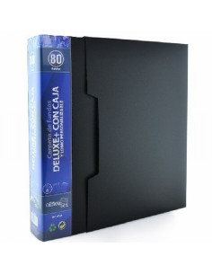 CARPETA OFFICE BOX DELUXE DIN A4 80 FUNDAS CON CAJETIN NEGRO (8068) - CARP.80 FUNDAS A4 C/CJ OFFICE BOX 8068