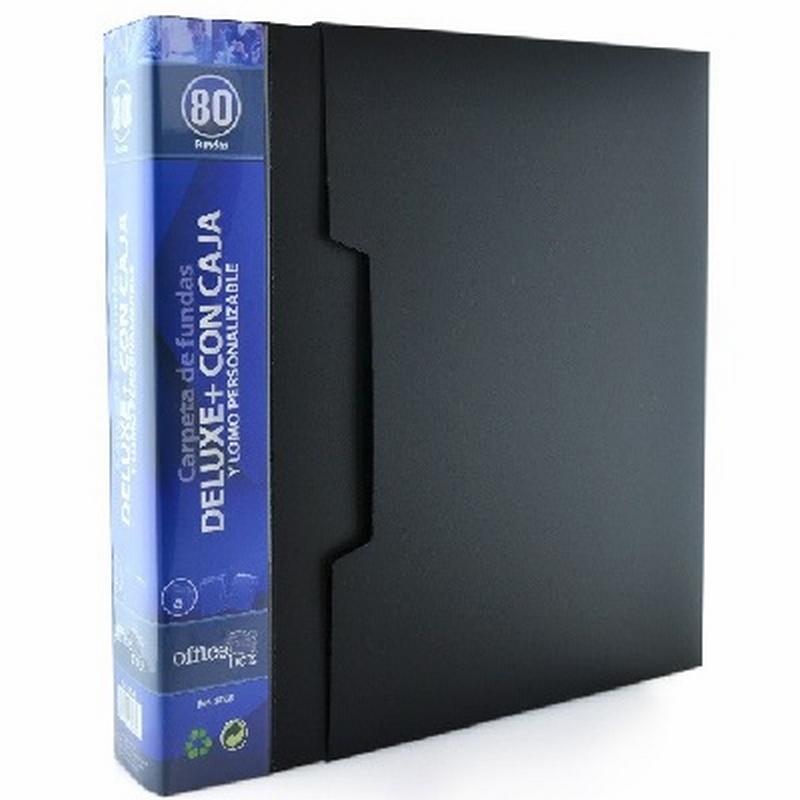 CARPETA OFFICE BOX DELUXE DIN A4 80 FUNDAS CON CAJETIN NEGRO (8068) - CARP.80 FUNDAS A4 C/CJ OFFICE BOX 8068