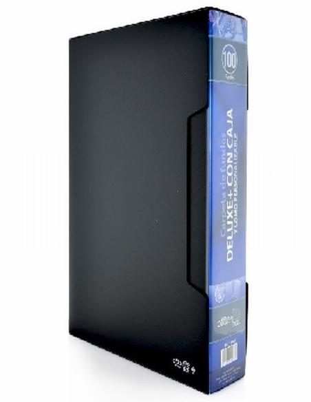 CARPETA OFFICE BOX DELUXE DIN A4 100 FUNDAS CON CAJETIN NEGRO (10068) - CARP.100FUNDAS C/CJ HFP OFFICE BOX