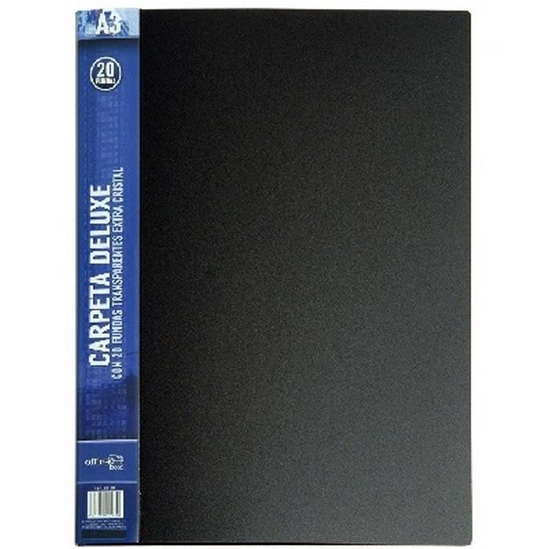 CARPETA OFFICE BOX DELUXE DIN A3 20 FUNDAS RIGIDO CON LOMO PERSONALIZABLE NEGRO (12168) - CARP.20FUNDAS A3 HFP