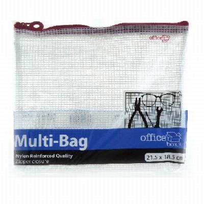 BOLSA MULTIUSOS OFFICE BOX MALLA B6 CON CREMALLERA ROJO...
