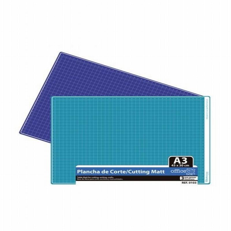 PLANCHA PARA CORTE OFFICE BOX DIN A3 3 MM GROSOR 300X450 MM. COLOR AZUL (0103) - CUTTER PLANCHA 30*45 A3
