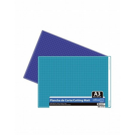 PLANCHA PARA CORTE OFFICE BOX DIN A3 3 MM GROSOR 300X450 MM. COLOR AZUL (0103) - CUTTER PLANCHA 30*45 A3