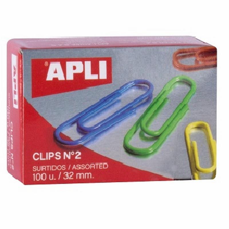 CLIPS APLI COLORES SURTIDOS Nº2 32 MM 100 UNIDADES (11723) - CLIP COLORES SURT.33MM CJ100 APLI