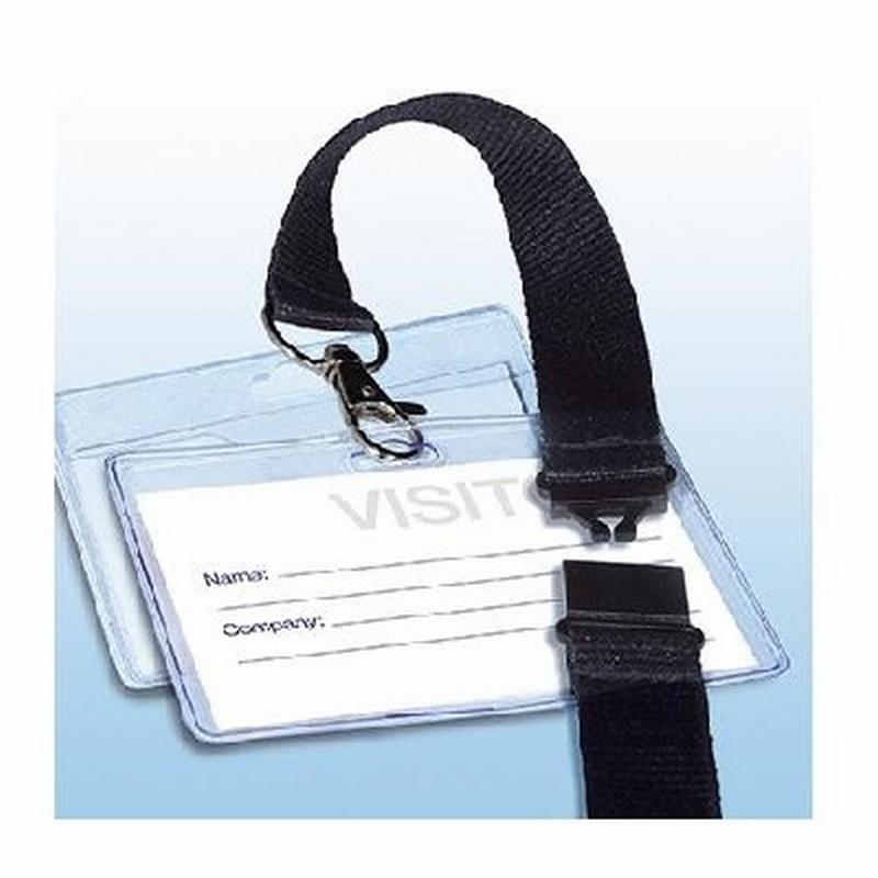 IDENTIFICADOR CON PINZA APLI CON CORDON DE SEGURIDAD NEGRO 56X90 MM (11744) - DISTINTIVO 55*90 CINTA PLANA APLI 11744