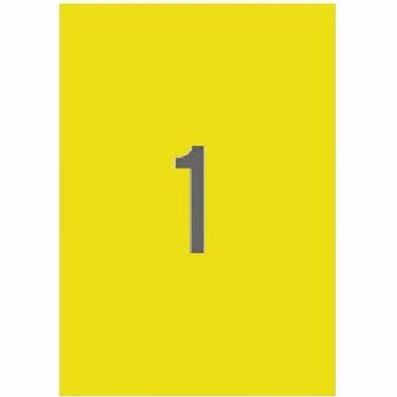 ETIQUETA ADHESIVA APLI LASER/COPY/INKJET 210 x 297 MM. AMARILLA FLUOR 100 HOJAS DIN A4 100 UNIDADES (11747)