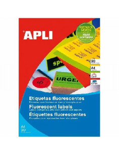 ETIQUETA ADHESIVA APLI LASER/COPY/INKJET 210X297 MM. NARANJA FLUOR 20 HOJAS DIN A4 20 ETIQUETAS (02879)