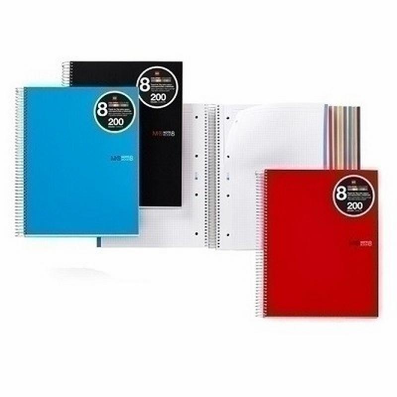 CUADERNO MIQUELRIUS NOTEBOOK 8 DIN A4 CUADRICULA POLIPROPILENO 200 HOJAS (MR46246) - CUAD.NOTE-BOOK A4 8COL.CUAD 200H PP.M.RIUS