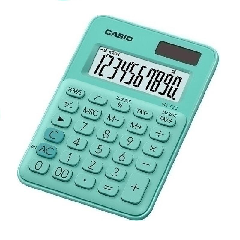 CALCULADORA CASIO DE SOBREMESA 10 DÍGITOS (MS-7UC-BU) (MS-7UC-RD) (MS-7UC-GN) DE CASIO - CALC.CASIO MS-7UC 10 DIG.