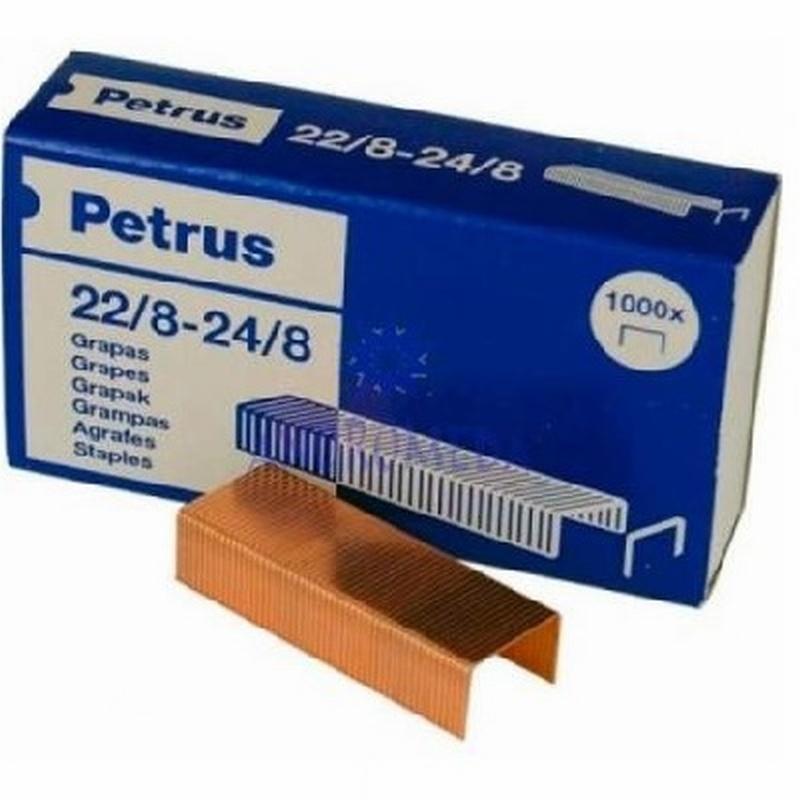 GRAPAS PETRUS Nº 22/8 COBREADAS CAJA DE 1000 UNIDADES (55714) - GRAPA 22/8-24/8 CJ1000 PETRUS