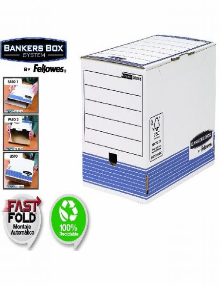 CAJA ARCHIVO DEFINITIVO FELLOWES A4 CARTON RECICLADO 100% LOMO 200 MM MONTAJE AUTOMATICO COLOR AZUL (0028501) DE FELLOWES