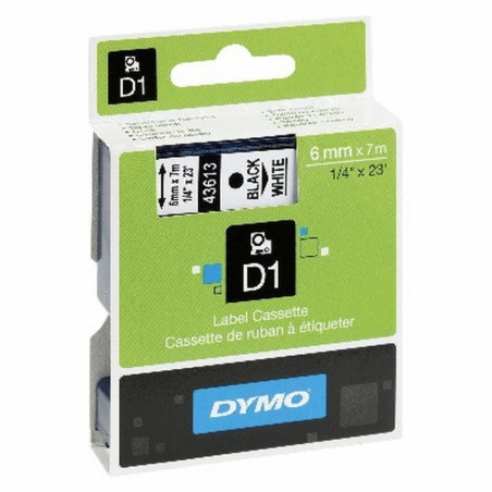 CINTA DYMO 1000 NEGRO-BLANCO 6MM X 7MTS. D1 (S0720780) (43613) DE DYMO - CINTA DYMO 6MM.NG/BL 43613