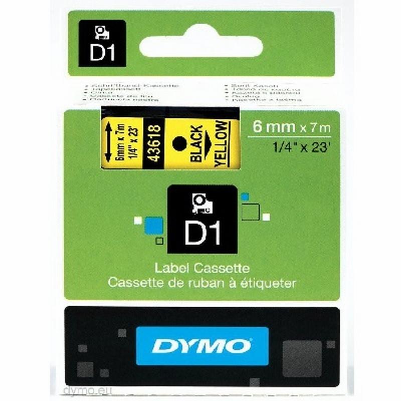 CINTA DYMO 1000 NEGRO-AMARILLO 9MM X 7MTS. D1 (S0720790) (43618) DE DYMO - CINTA DYMO 6MM.NG/AM 43618