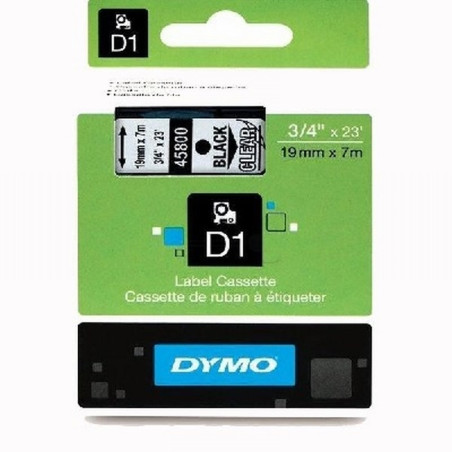 CINTA DYMO 1000 NEGRO-TRANSPARENTE 19MM X 7MTS. D1 (S0720820) (45800) DE DYMO - CINTA DYMO 19MM.NG/TR 45800