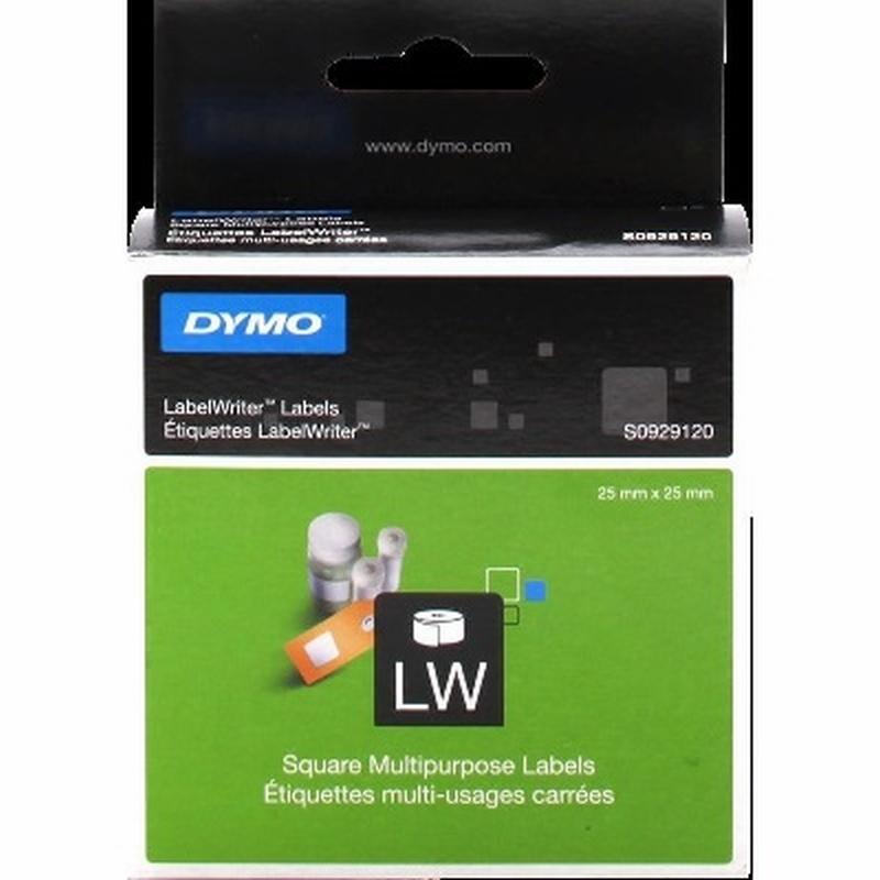 ETIQUETA ADHESIVA DYMO 929120 -TAMAÑO 25X25 MM PARA IMPRESORA LABELWRITER 750 ETIQUETAS POR ROLLO USO DIRECCIONES CAJA DE 1