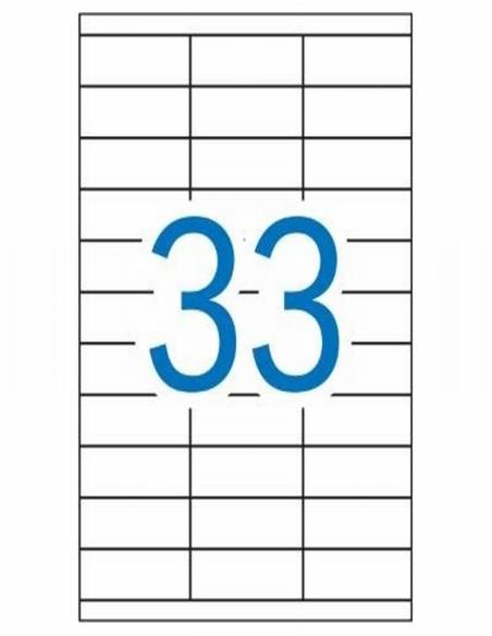 ETIQUETA ADHESIVA FABRISA LASER FOTOCOPIADORA INKJET 70X25,4 MM BLANCA 100 HOJAS DIN A4 3300 ETIQUETAS (15364)