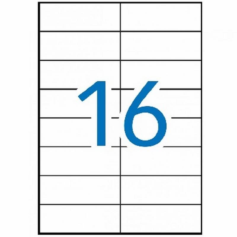 ETIQUETA ADHESIVA FABRISA LASER FOTOCOPIADORA INKJET 105X37 MM BLANCA 100 HOJAS DIN A4 1600 ETIQUETAS (15370)