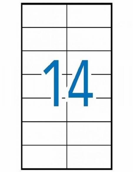 ETIQUETA ADHESIVA FABRISA LASER FOTOCOPIADORA INKJET 105X42.4 MM BLANCA 100 HOJAS DIN A4 1400 ETIQUETAS (15315)
