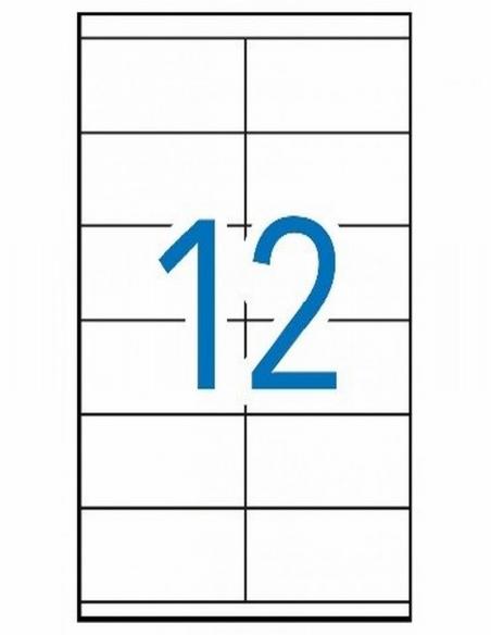 ETIQUETA ADHESIVA FABRISA LASER FOTOCOPIADORA INKJET 105X48 MM BLANCA 100 HOJAS DIN A4 1200 ETIQUETAS (15316)