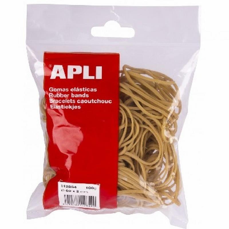 GOMAS ELASTICAS APLI 80 X 2 MM Nº6 BOLSA DE 100 GR (12854) DE APLI - GOMA ELA.1.5MM*60MM 100GR.