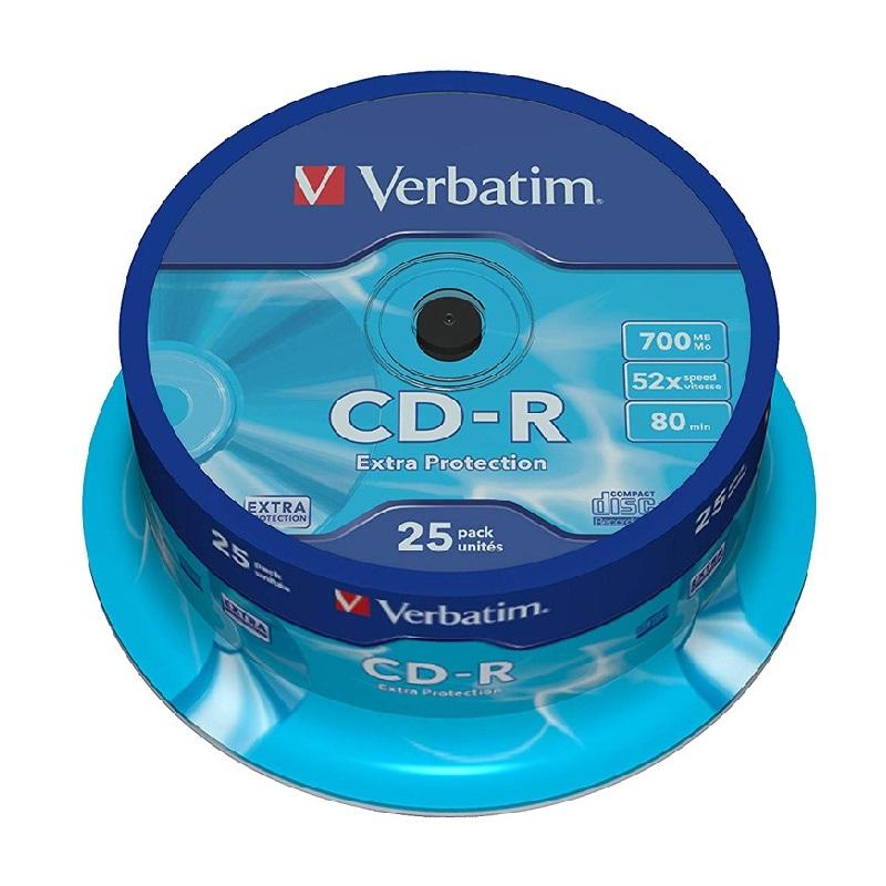 CD-R VERBATIM CAPACIDAD 700MB VELOCIDAD 52X 80 MIN TARRINA DE 25 UNIDADES - (43432) - CD ROM 700MB/80M.25UI TARRINA 43432