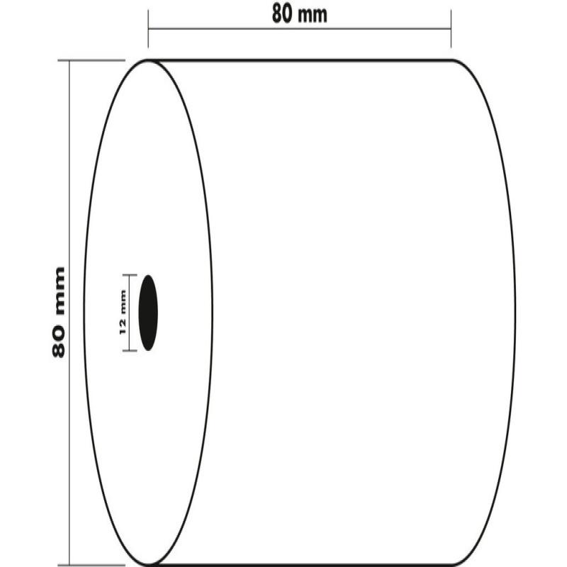 ROLLO TERMICO 80 MM ANCHO X 80 MM DIAMETRO X 12 MM DIAMETRO INTERIOR SIN BISFENOL - PAP.CALCU.TERMICO 80*80*12 78,5M.