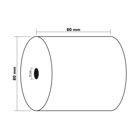 ROLLO TERMICO 80 MM ANCHO X 80 MM DIAMETRO X 12 MM DIAMETRO INTERIOR SIN BISFENOL - PAP.CALCU.TERMICO 80*80*12 65 GRS.