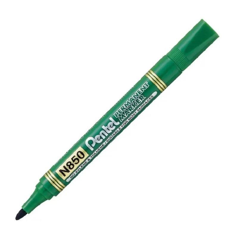 ROTULADOR PENTEL N850 PERMANENTE PLASTICO PUNTA REDONDA COLOR VERDE (N850-PENTEL-D) - ROT.PENTEL N850 VE.PERMANENTE