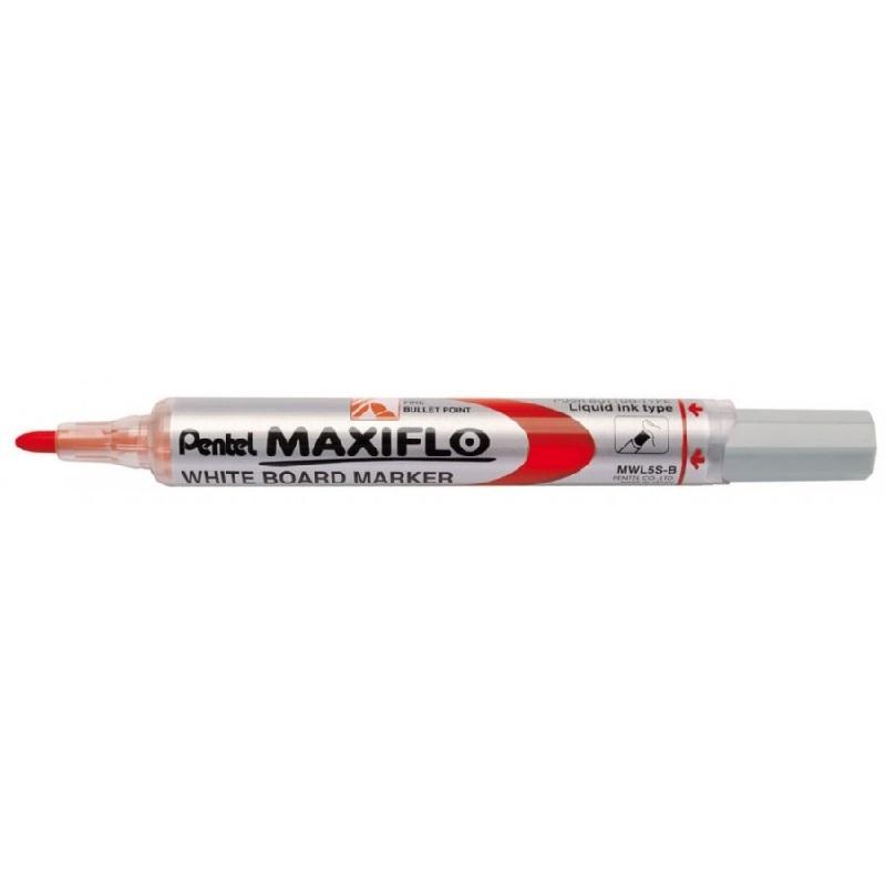 ROTULADOR PENTEL MAXIFLO PUNTA MEDIA PARA PIZARRA BLANCA COLOR ROJO (MWL5S-PENTEL-B) - ROT.PIZARRA BLANCA MAXIFLO PUNTA S RJ