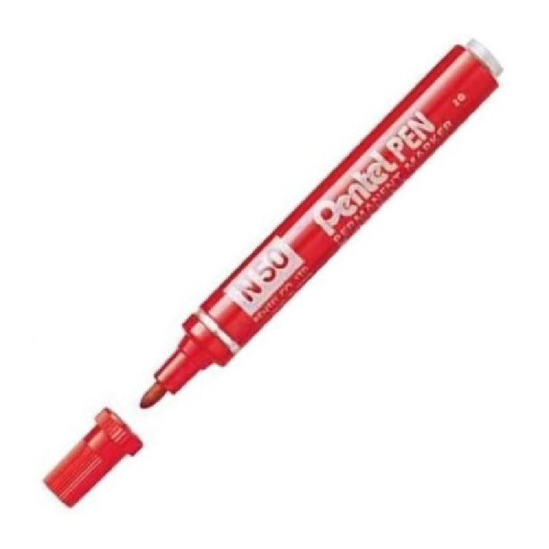 ROTULADOR PENTEL N50 PERMANENTE ALUMINIO PUNTA REDONDA COLOR ROJO (N50-PENTEL-B) - ROT.PENTEL N50 RJ PERMANENT PUNTA REDONDA