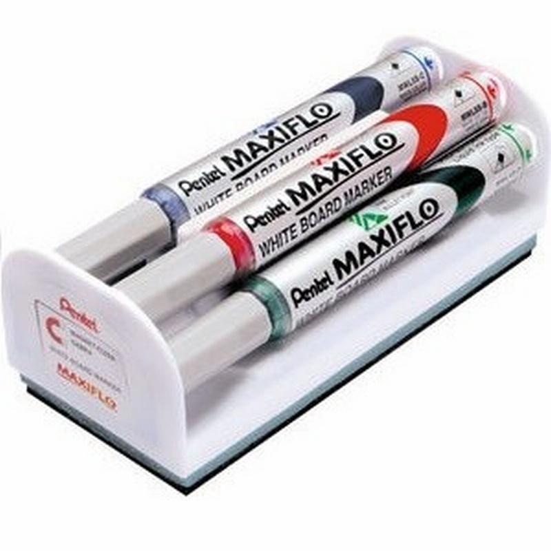 BORRADOR MAGNETICO PENTEL MAXIFLO PARA PIZARRA BLANCA Y 4 ROTULADORES MAXIFLO SURTIDOS (MWL5S-4N ) - ROT.PIZ.BL MAXIFLO P.MEDIA