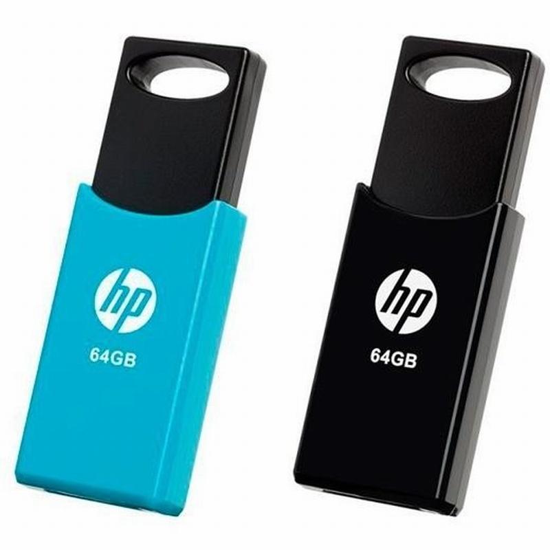 PEN DRIVE HP V212W 64GB RETRÁCTIL USB 2.0 C/RANURA PARA COLGAR NEGRO/AZUL PACK DE 2 UNIDADES (HPFD212-64-TWIN) DE HP