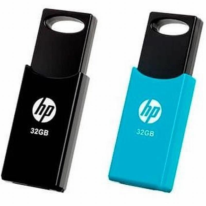 PEN DRIVE HP V212W 32GB RETRÁCTIL USB 2.0 C/RANURA PARA COLGAR NEGRO/AZUL PACK DE 2 UNIDADES (HPFD212-32-TWIN) DE HP