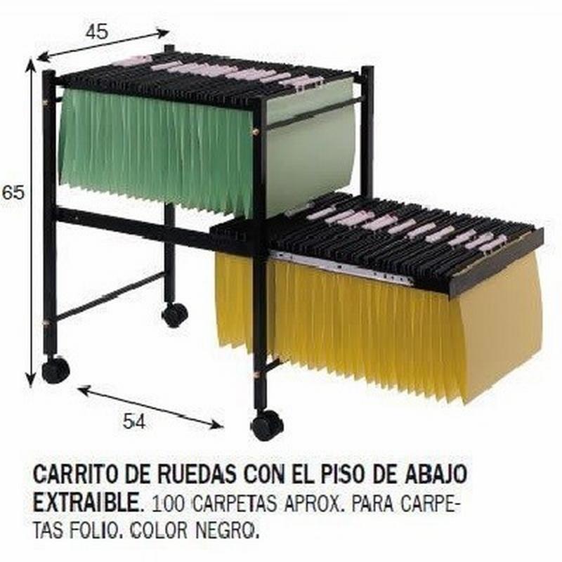 CARRITO CLEN CON RUEDAS PARA 100 CARPETAS COLGANTES FOLIO PISO ABAJO EXTRAIBLE (CARRO/GUIA) - BASTIDOR CARRO NG.C/GUIA