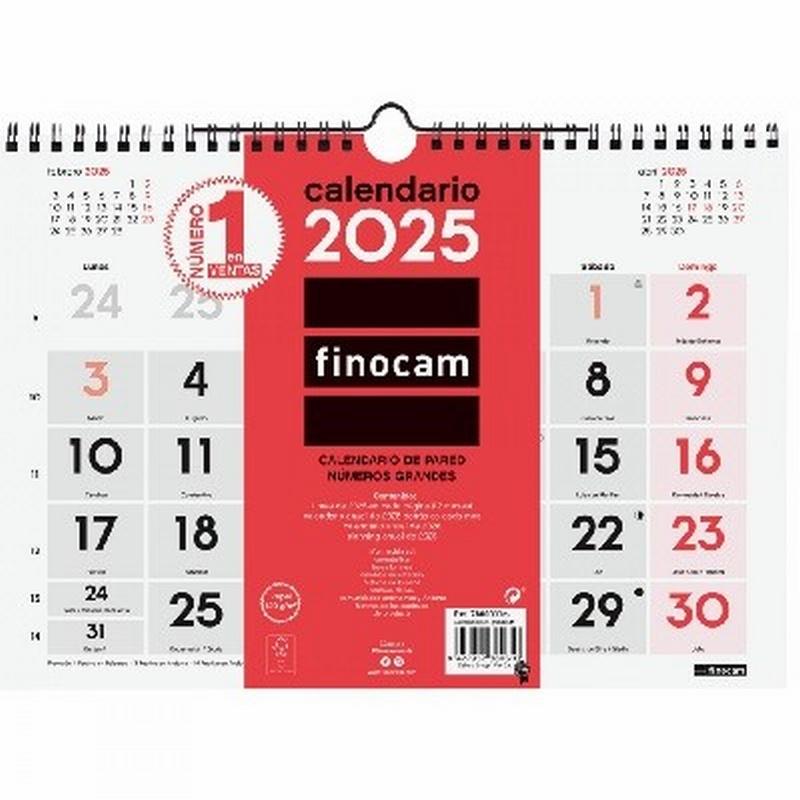 CALENDARIO ANUAL FINOCAM 2025 PARED NUMEROS GRANDES M 30x22 CMS. (780000025) - CALENDARIO PARED M 30*22 NUM.GRANDES